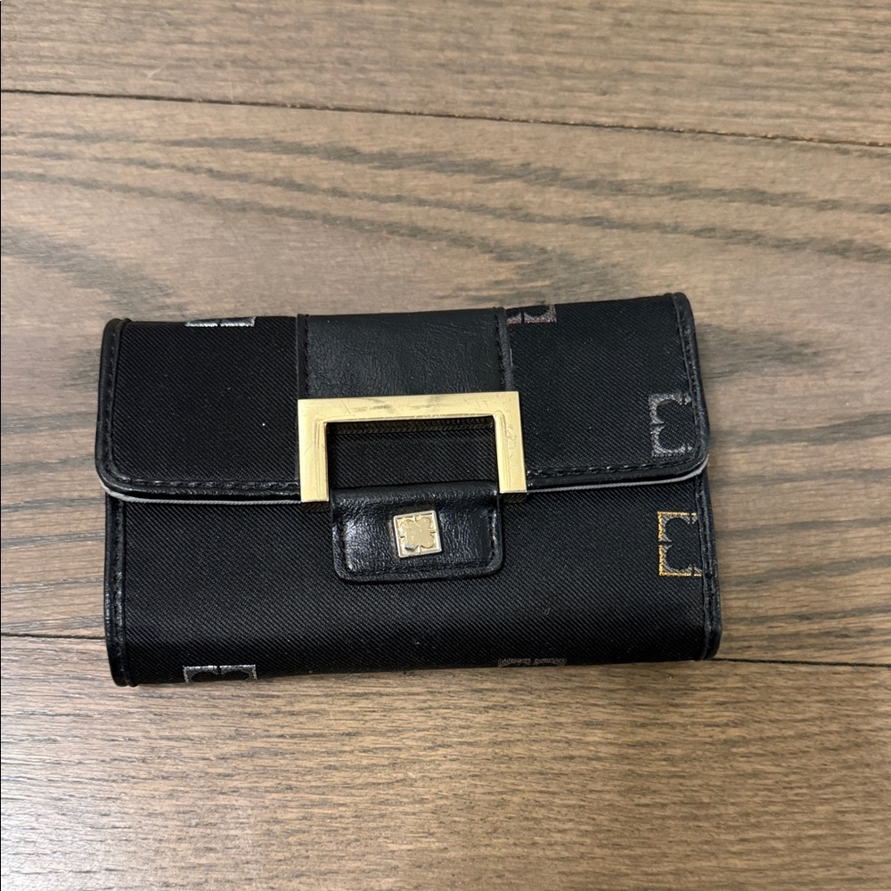 Vintage Black Wallet with Gold Accents